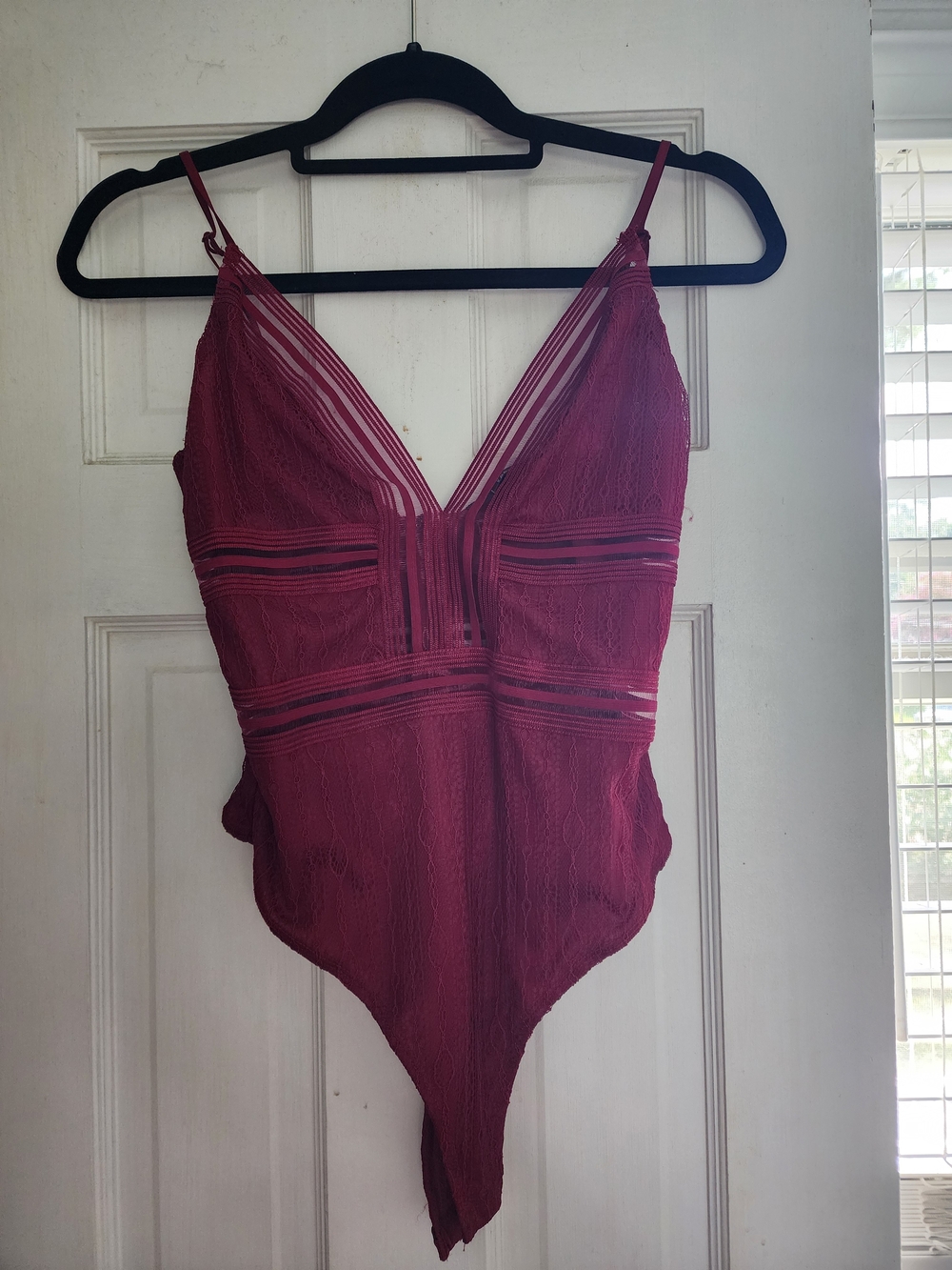 Casita Wine Red Lace Sleeveless Bodysuit